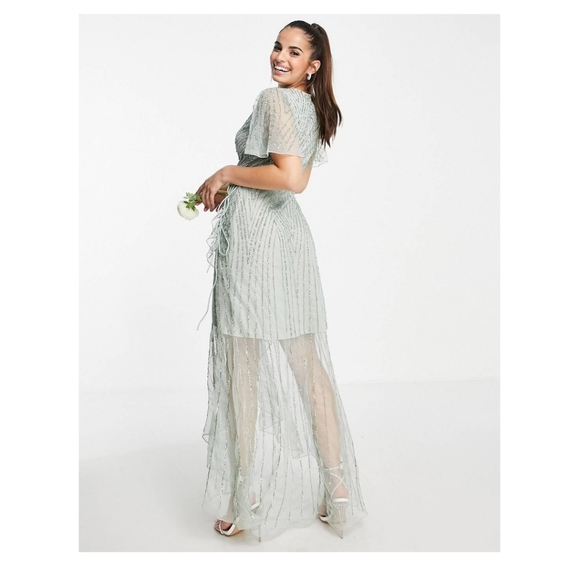 NWT ASOS Embellished Wrap Maxi Dress by Frock and Frill - Picture 4 of 5